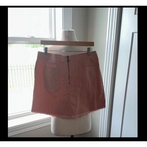 Madwell Pink Cotton Blend Frayed Hem A-Line Skirt Size 12